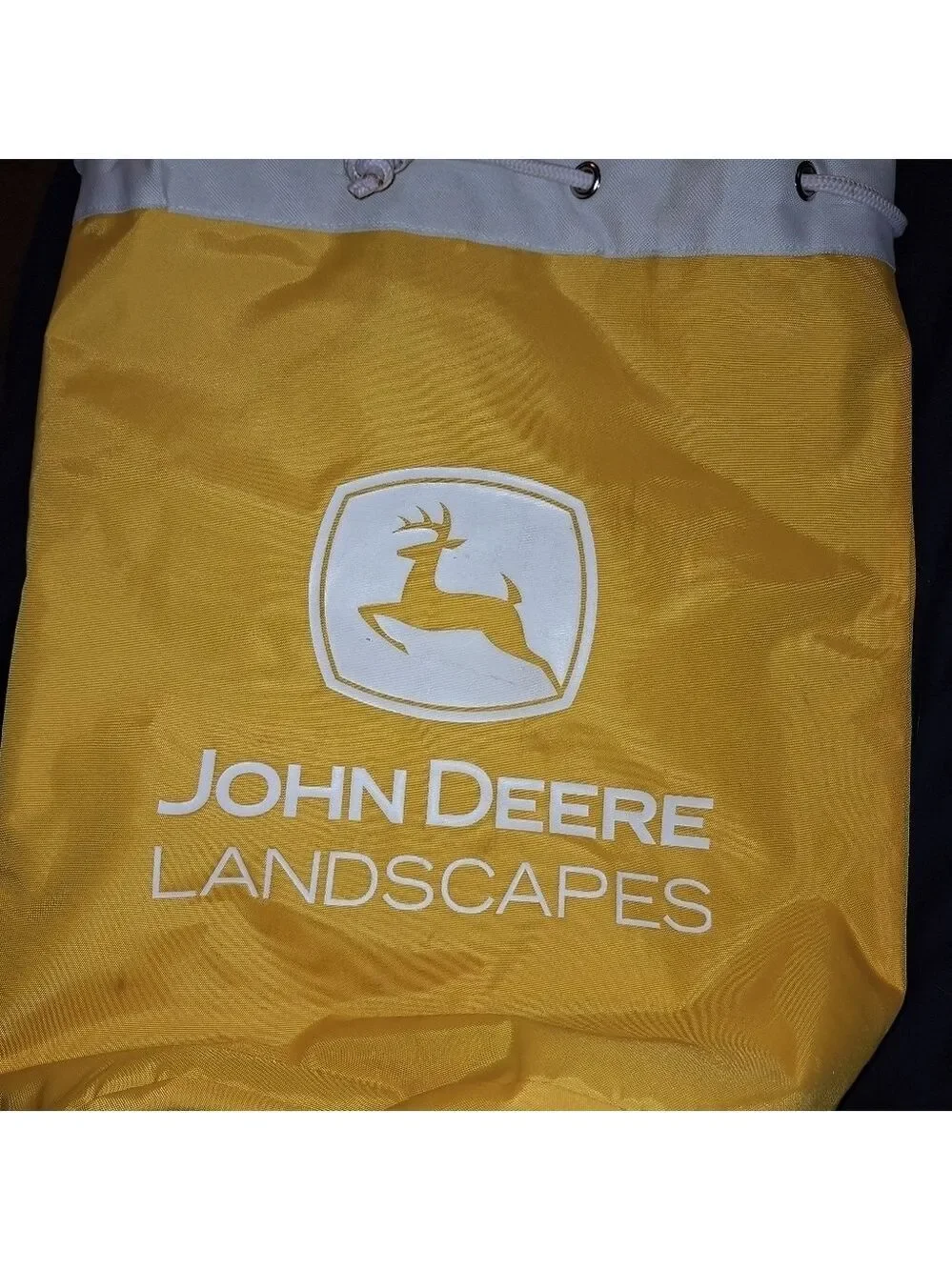 John Deere Yellow White Backpack Single Strap Drawstring